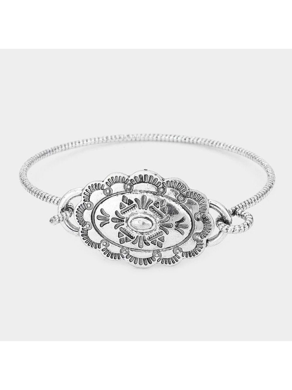 NWT Western Southwestern Tribal Antique Silver Hook Bracelet Boho